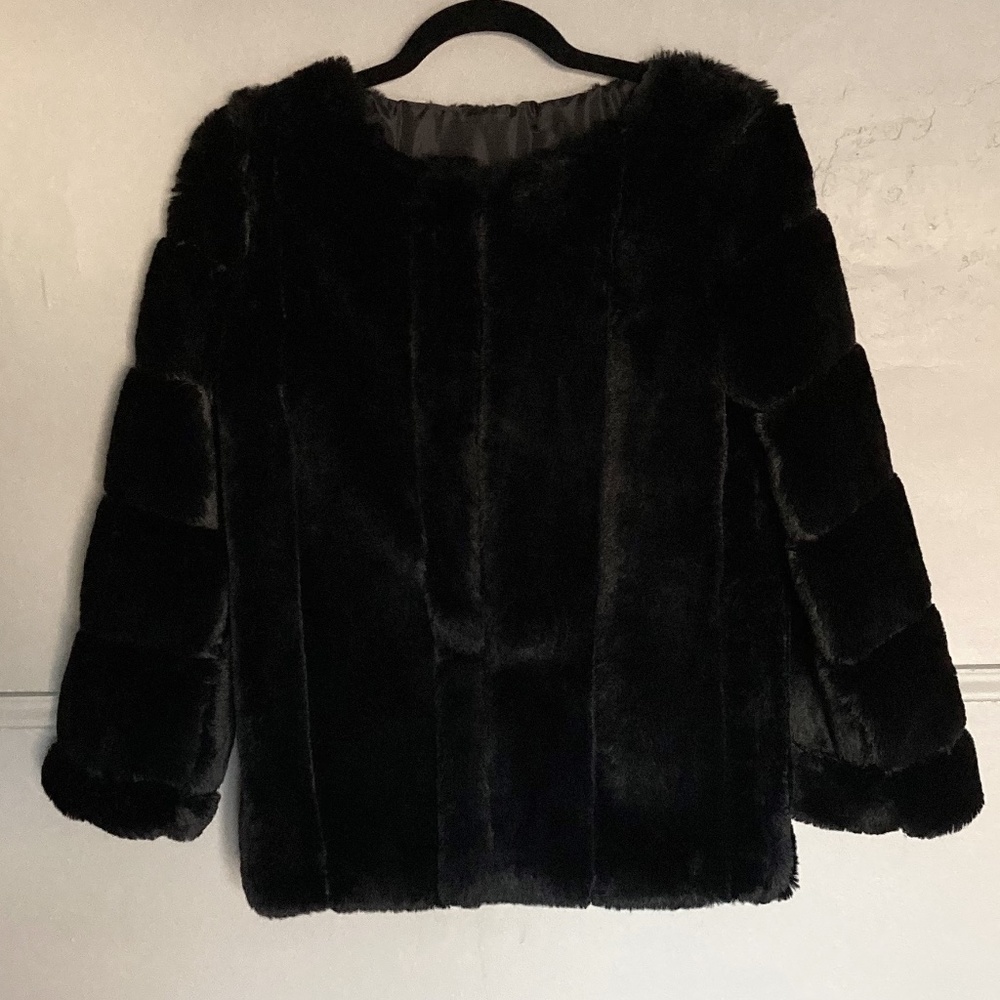 Black Faux Fur Cropped Coat